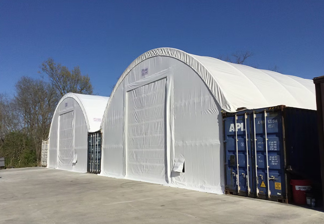 Container canopies on site.