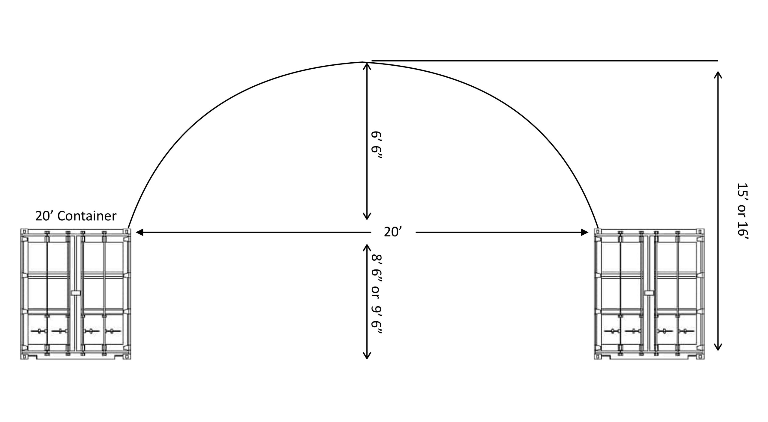 diagram-20x20 20'w x 20'l x 6'6"h container canopy diagram