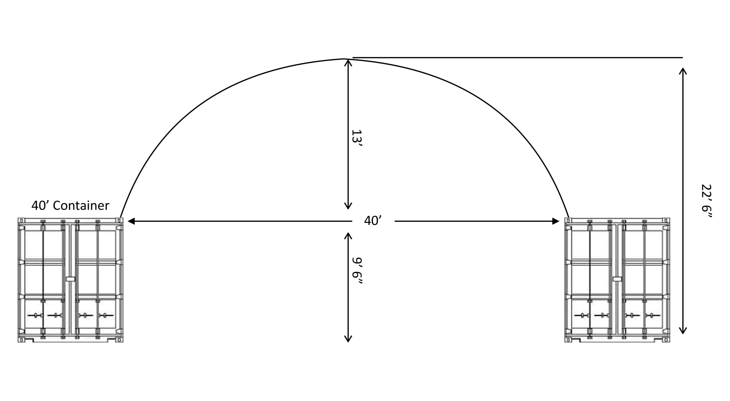 diagram-40x40 40'w x 40'l x 13'h container canopy diagram